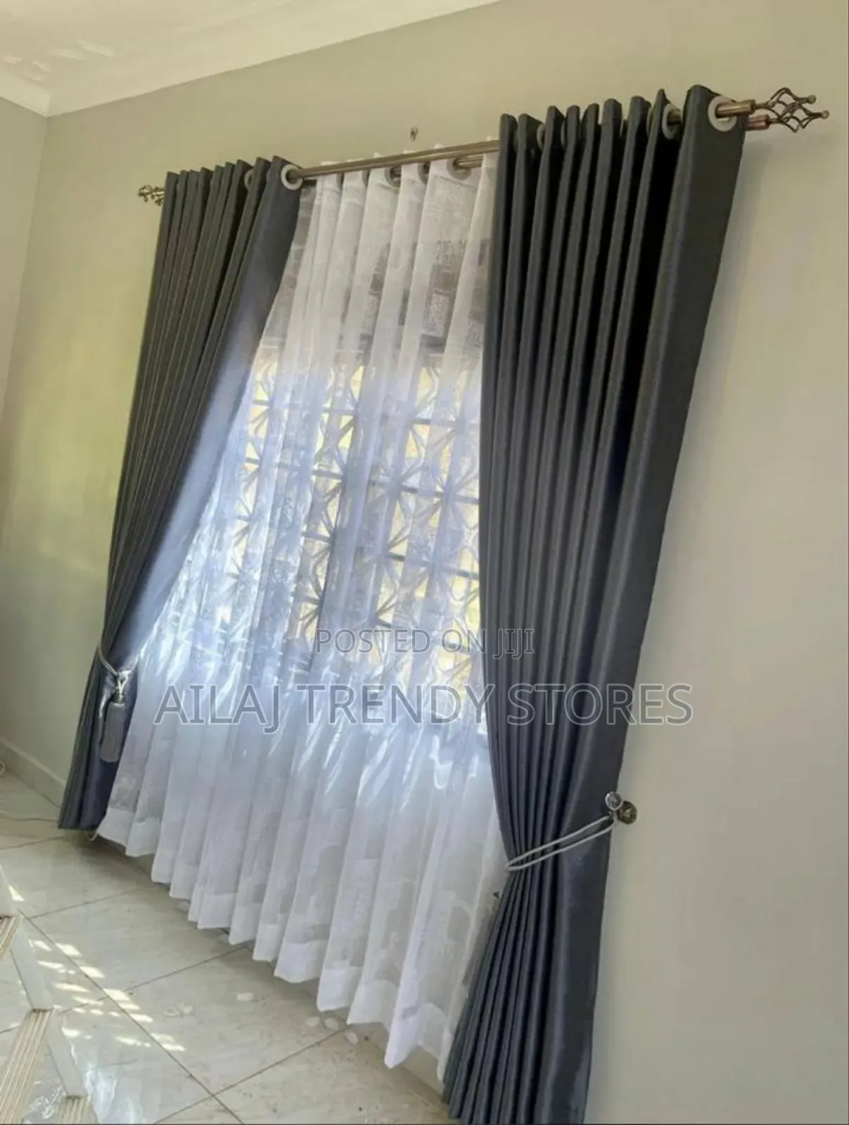 Dark Gray Metallic Curtain Per Metre