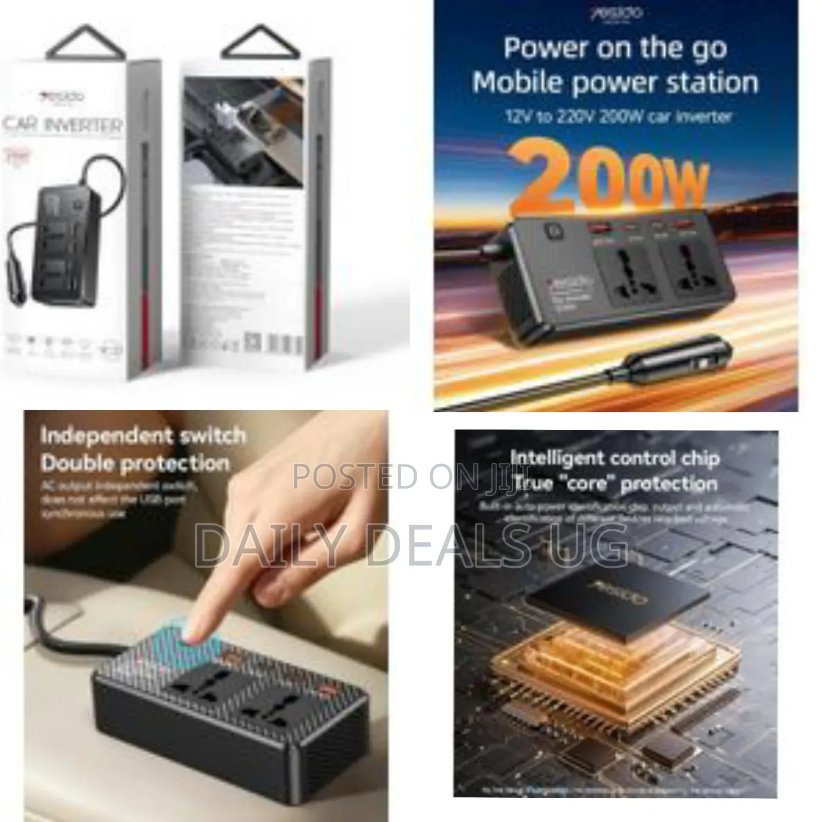 Yesido Car Inverter 200w Vehicle Power Inverter Qc3.0+Pd Fast Charging