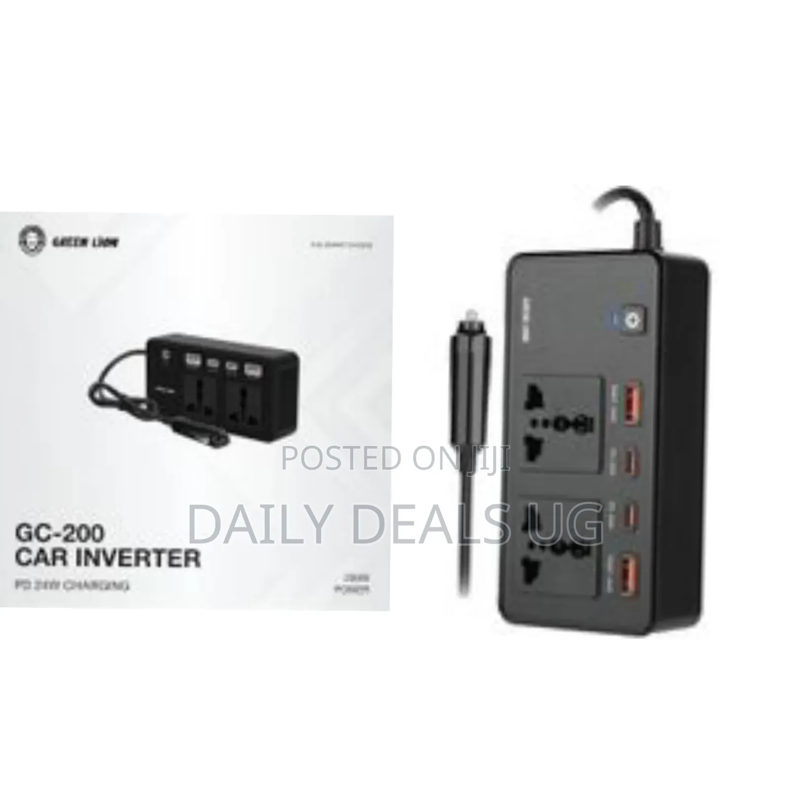 Green Lion Gc-200 Car Inverter, 2×Universal Sockets, 2usb-a Ports