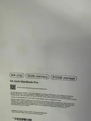 New Laptop Apple MacBook Pro 2024 M4 14-Inch 16GB Apple M4 SSD 512GB