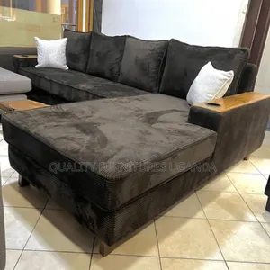 Brown L Sofa Set (Left Sofa Bed)