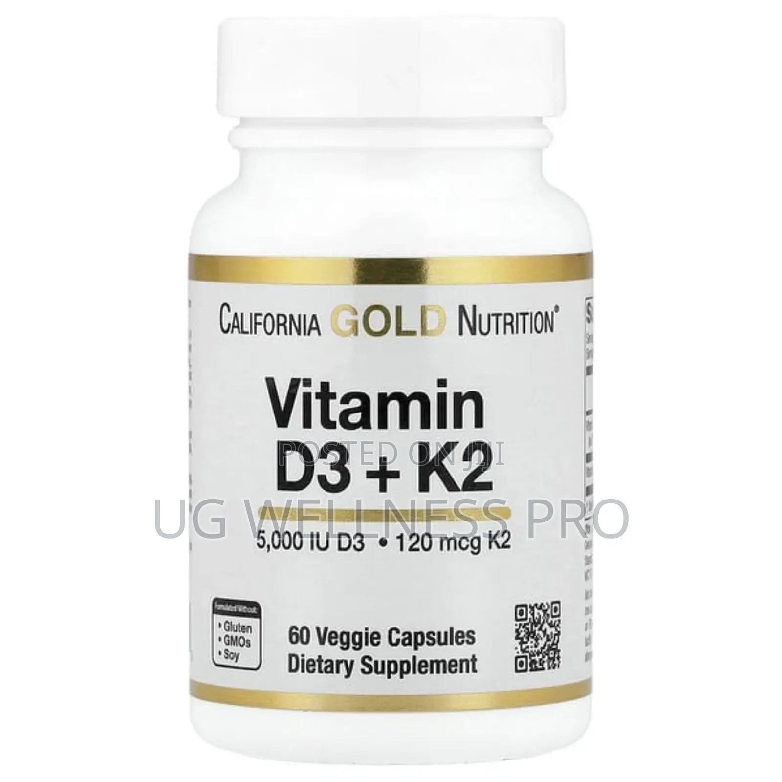 California Gold Nutrition, Vitamin D3 + as Mk-7, 60 Veggie Capsules