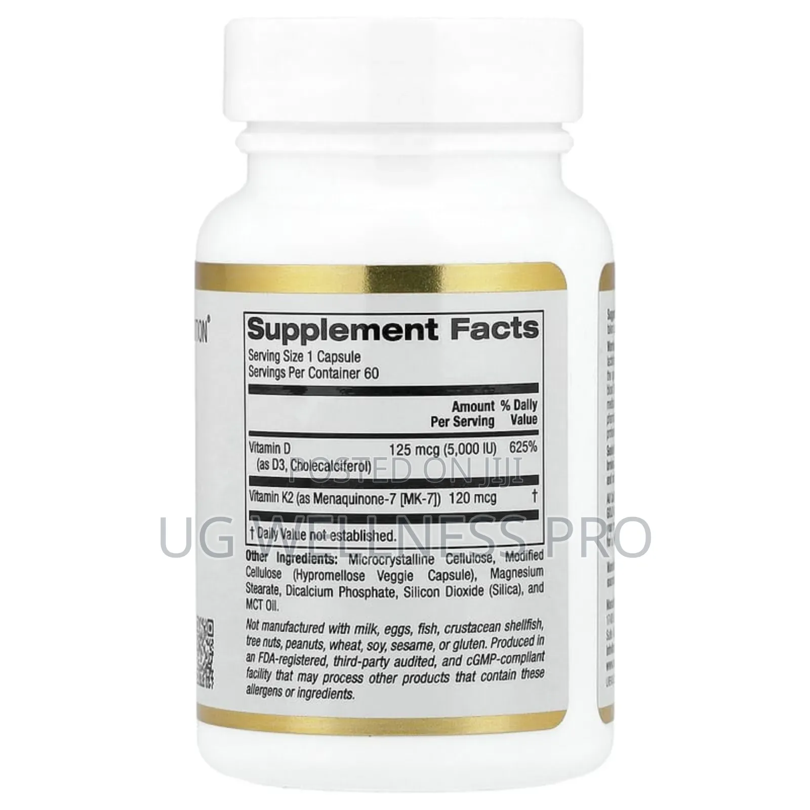 California Gold Nutrition, Vitamin D3 + as Mk-7, 60 Veggie Capsules