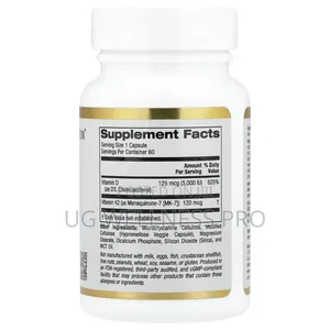 California Gold Nutrition, Vitamin D3 + as Mk-7, 60 Veggie Capsules