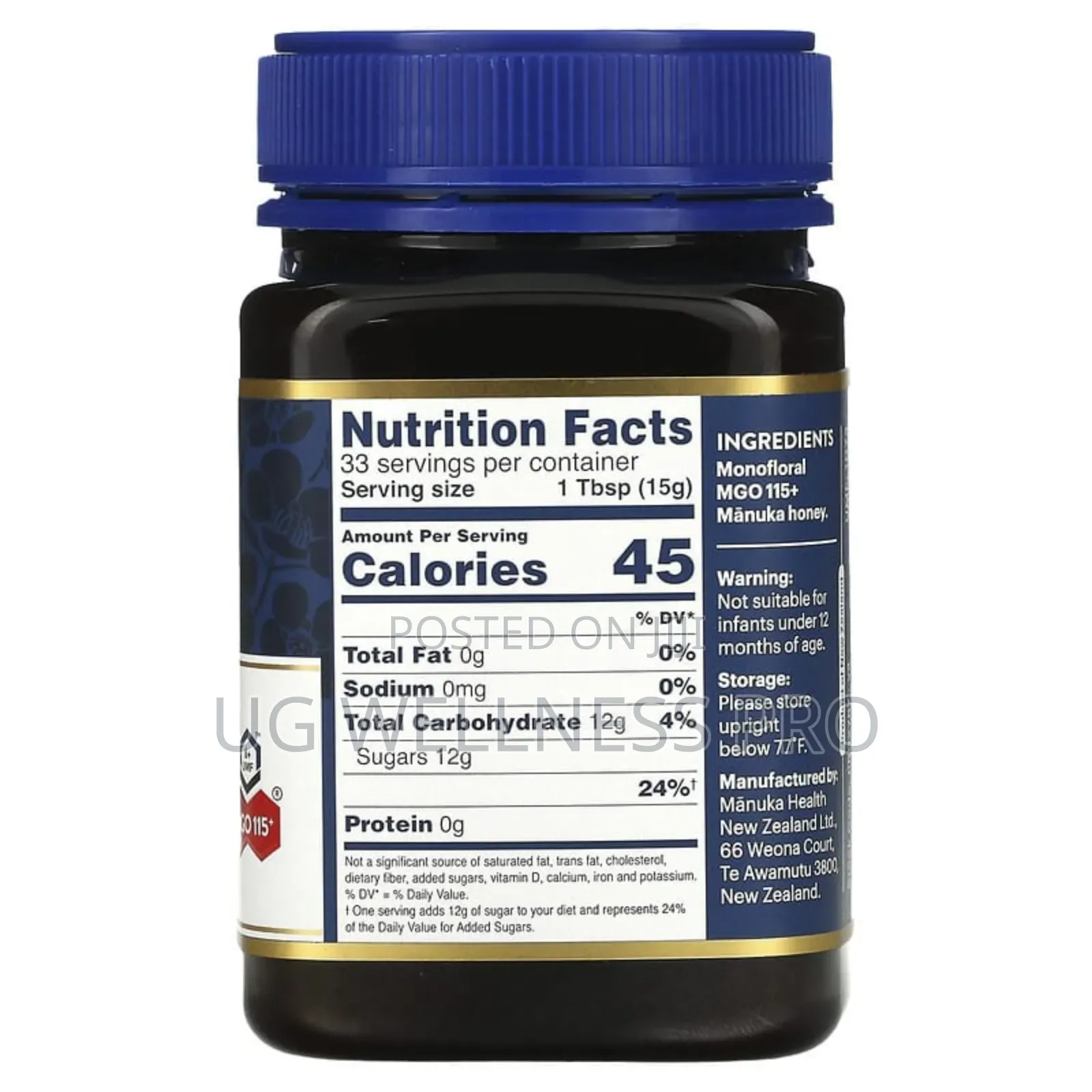 Manuka Health, Raw Manuka Honey, Umf 6+, Mgo 115+, 17.6 Oz (500 G)