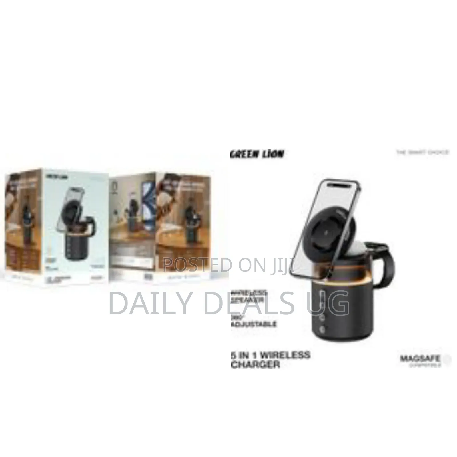 Green Lion 5 in 1 Wireless Charger, Wireless Speaker, Bt V6.0