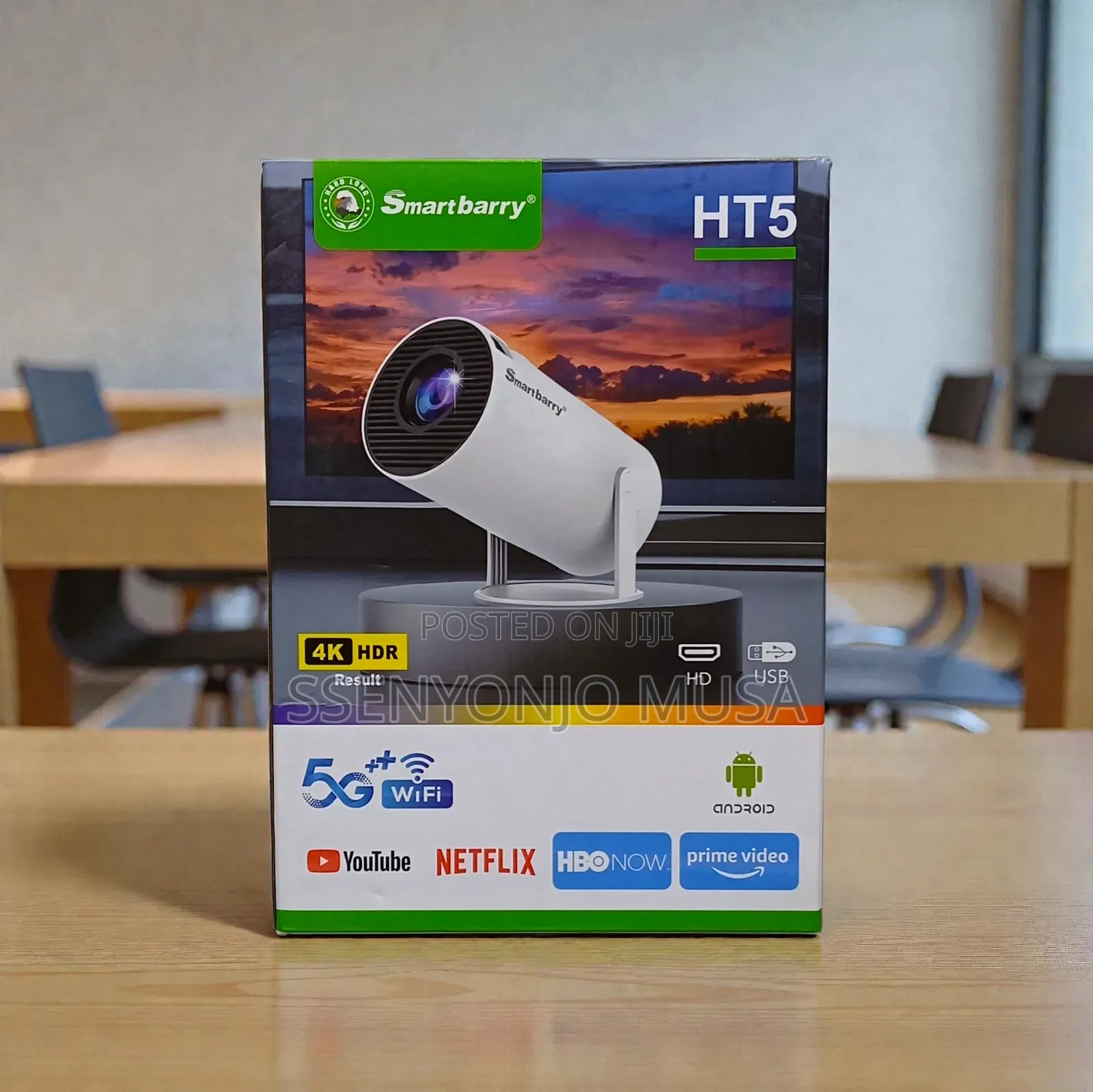 Smart Barry /1080p Mini Projector With Wifi 6 Bluetooth –Portable