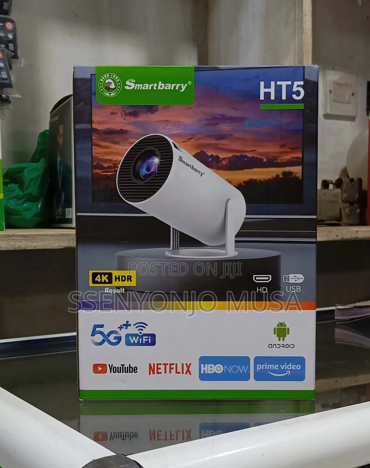 Smart Barry /1080p Mini Projector With Wifi 6 Bluetooth –Portable