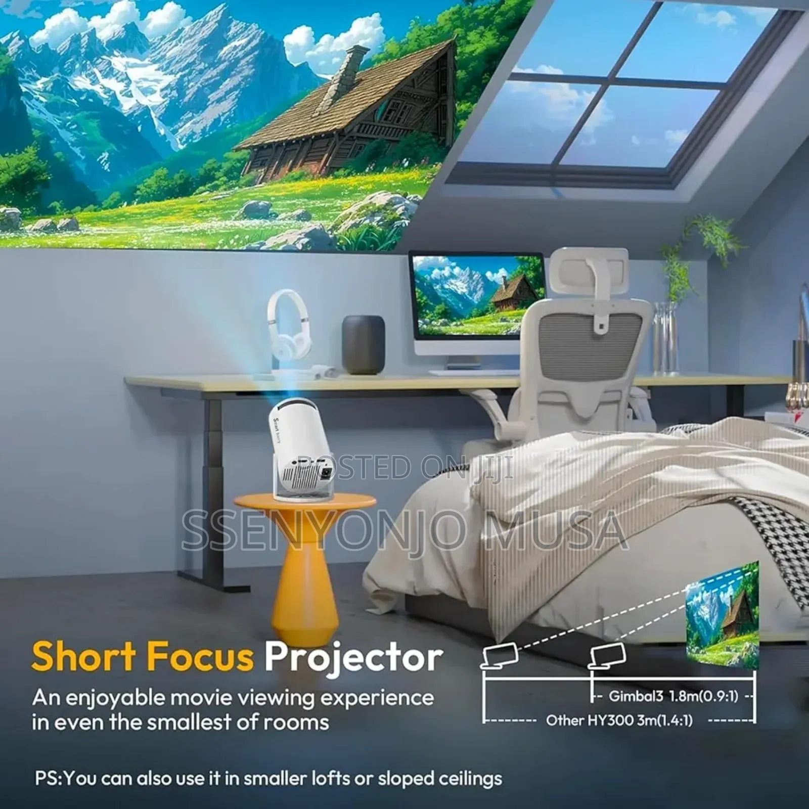 Smart Barry /1080p Mini Projector With Wifi 6 Bluetooth –Portable