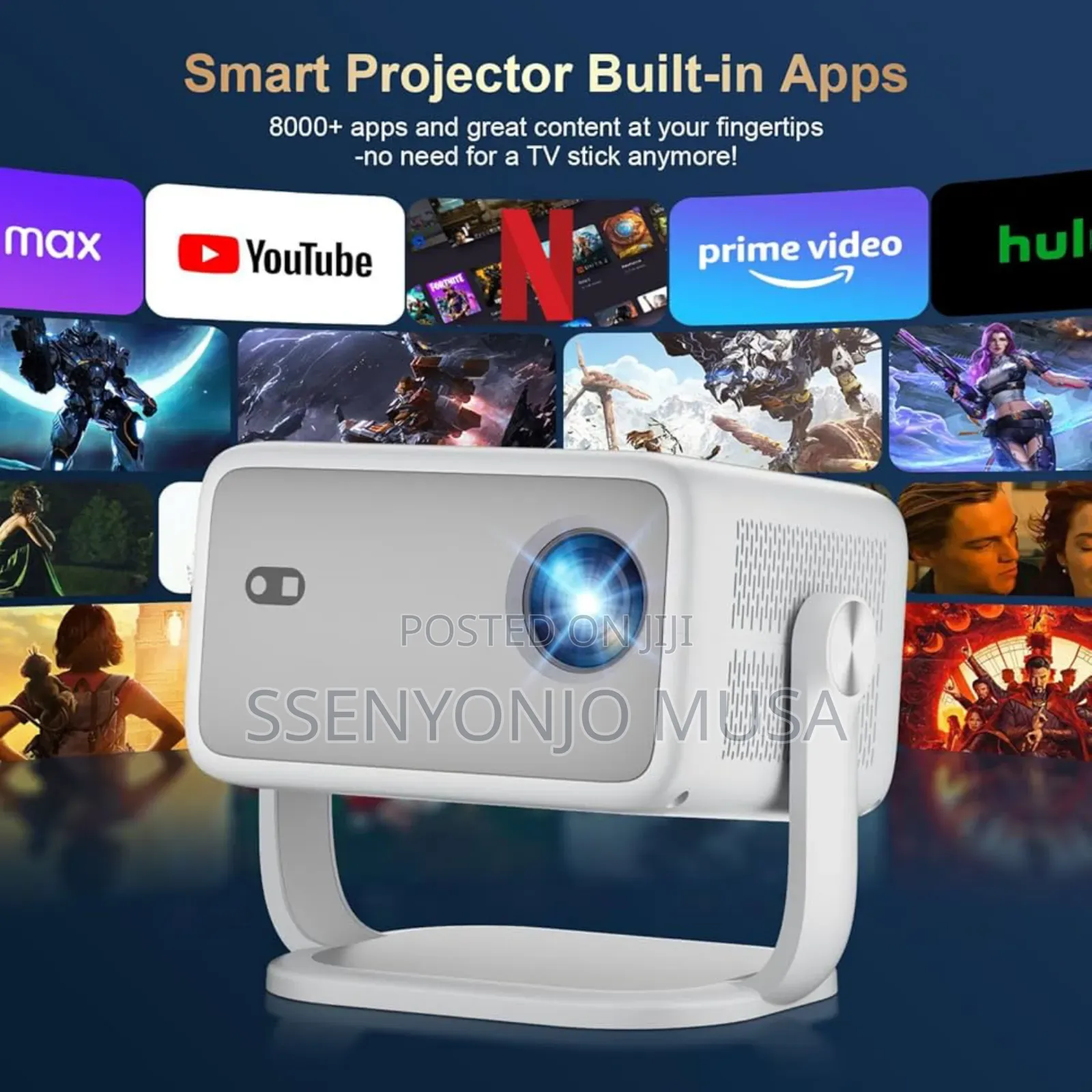 Led Smart Projector 1080p With Wifi Bluetooth – Support, 600 Ansi