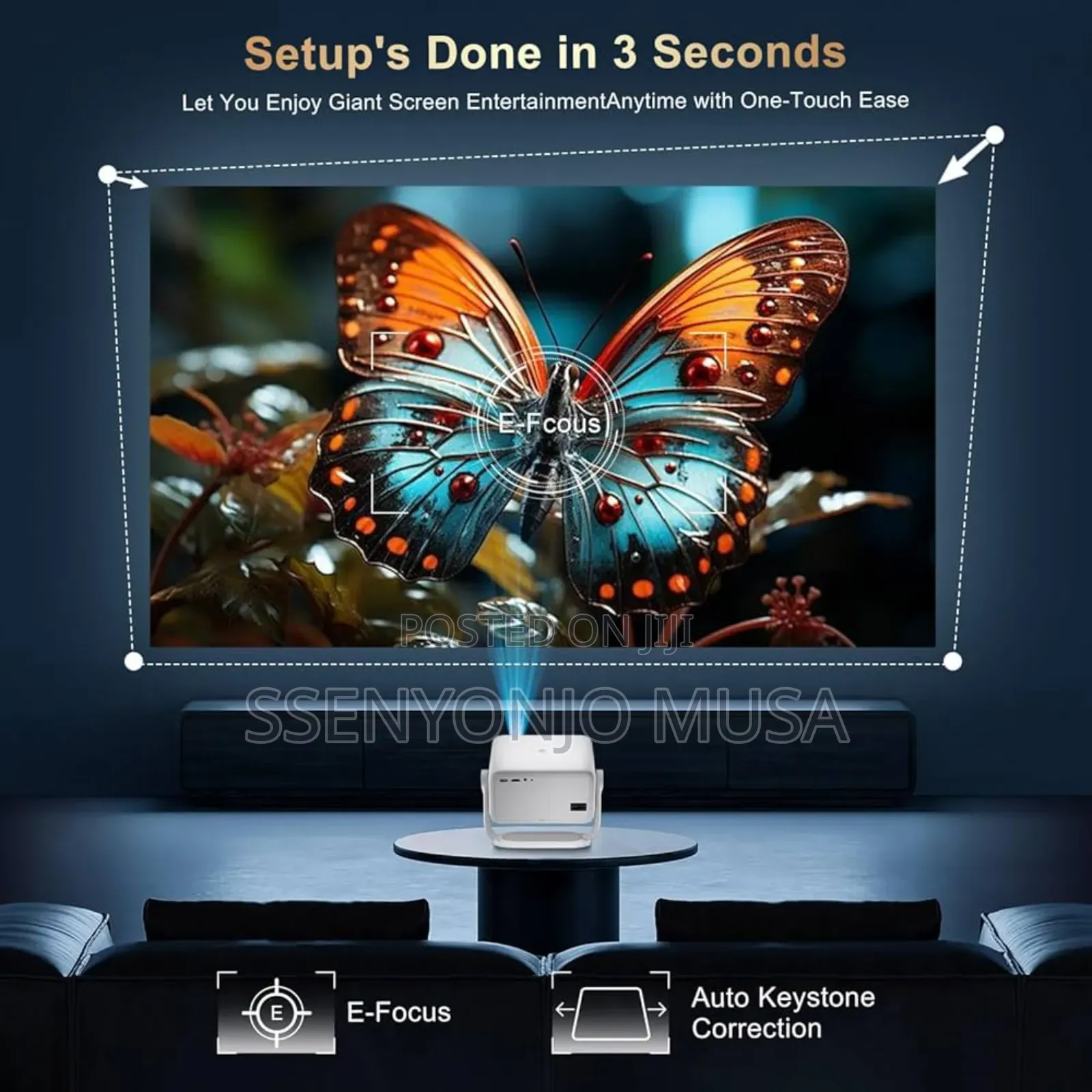Led Smart Projector 1080p With Wifi Bluetooth – Support, 600 Ansi