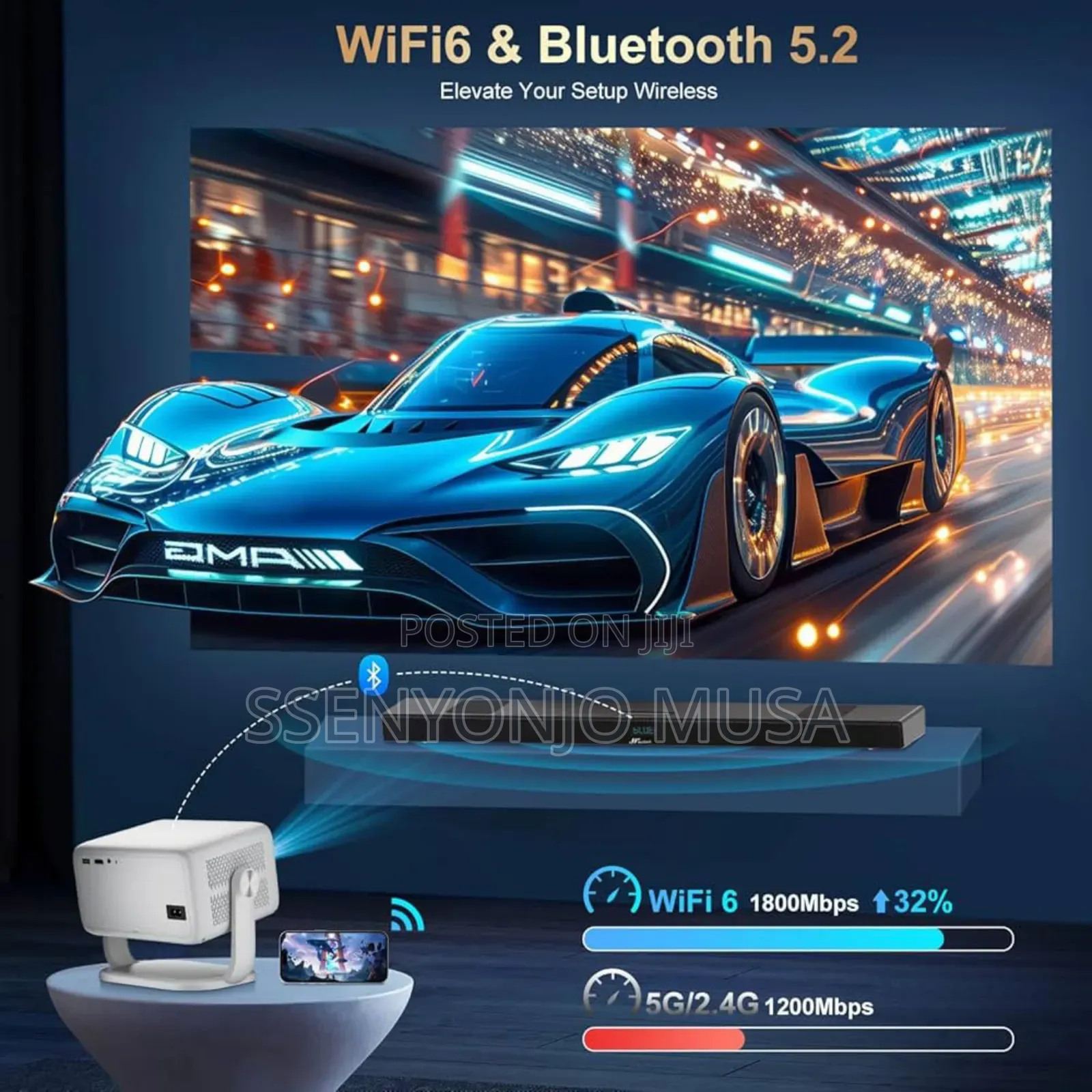 Led Smart Projector 1080p With Wifi Bluetooth – Support, 600 Ansi