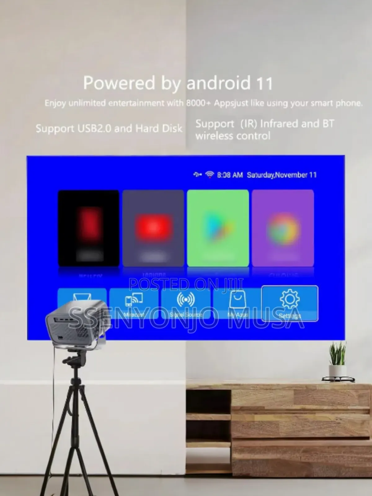 A10 Android Mini Projector – Support, Wifi Bt5.0, Auto Focus