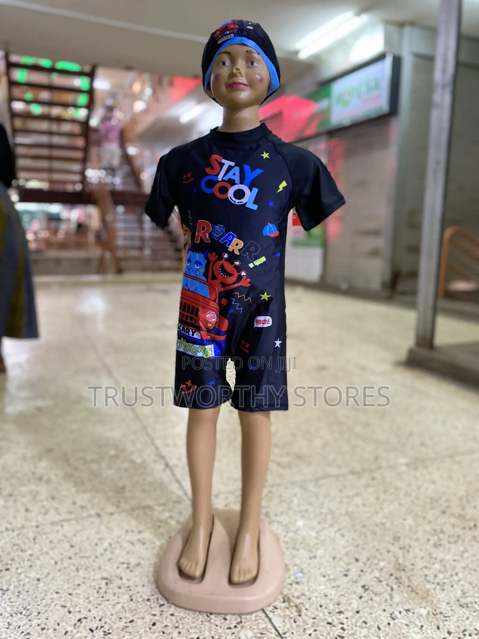 Kid’S Swimming Costumes With Cap 3-12years