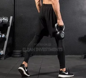 Mens Compression Long Pant Leggings With Shorts Running Sport