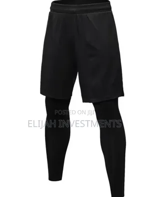 Mens Compression Long Pant Leggings With Shorts Running Sport