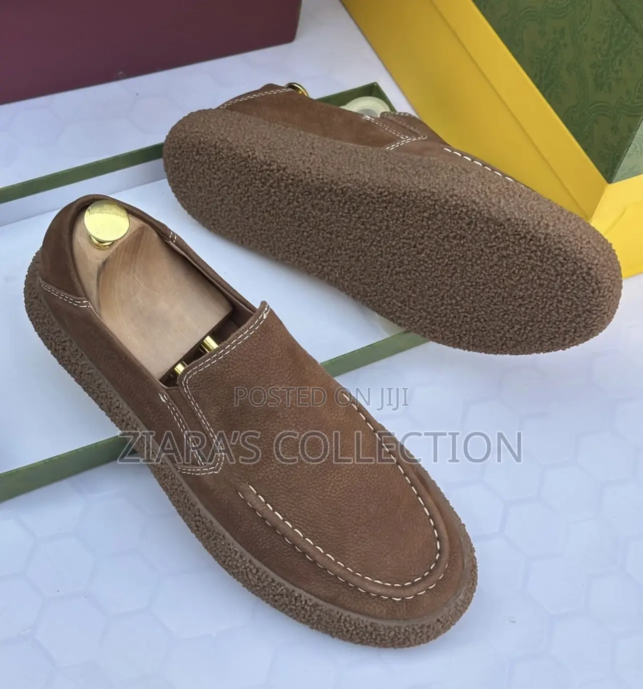 Brown Leather Clark’S Slip On Loafers