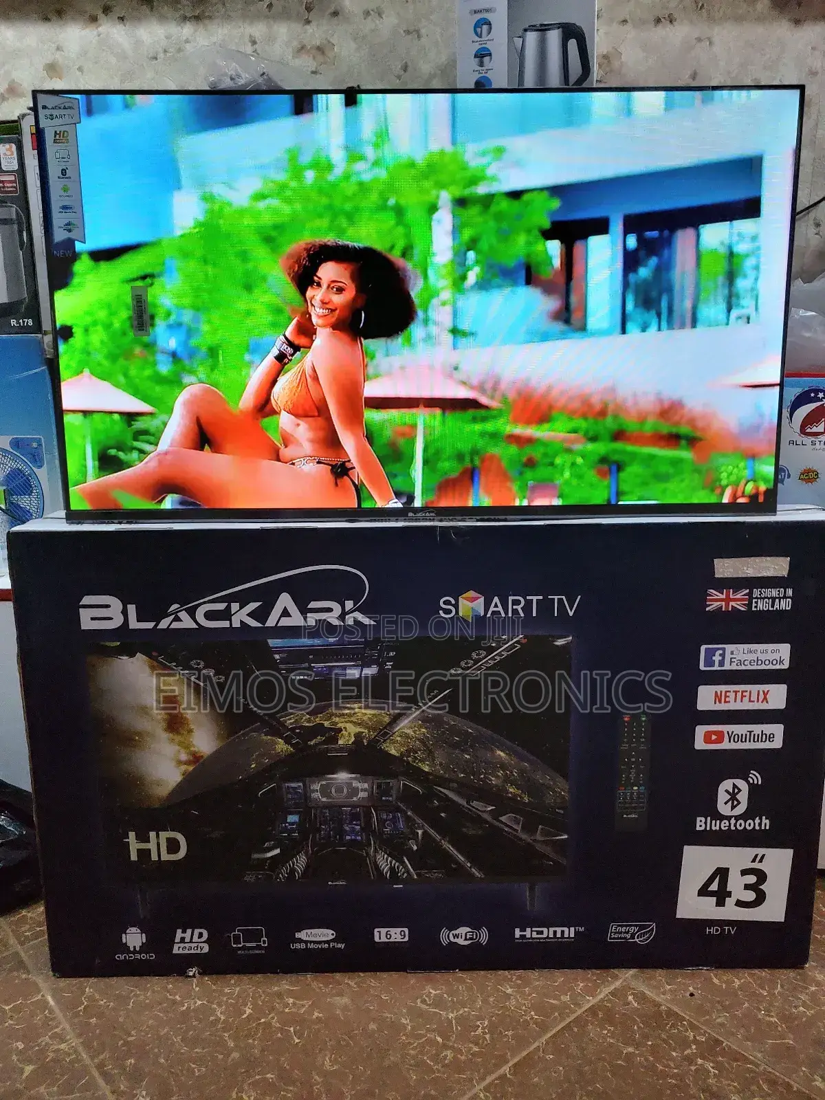 Crystal Clear Viewing!43" Black Ark Smart Tv