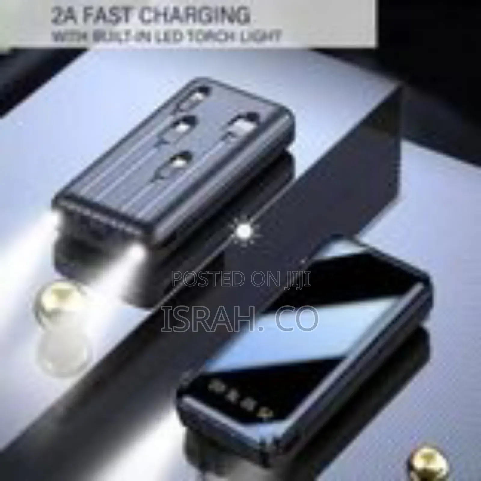 Portable Power Bank With Built-in Cables and Digital Display
