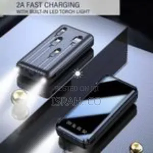 Portable Power Bank With Built-in Cables and Digital Display