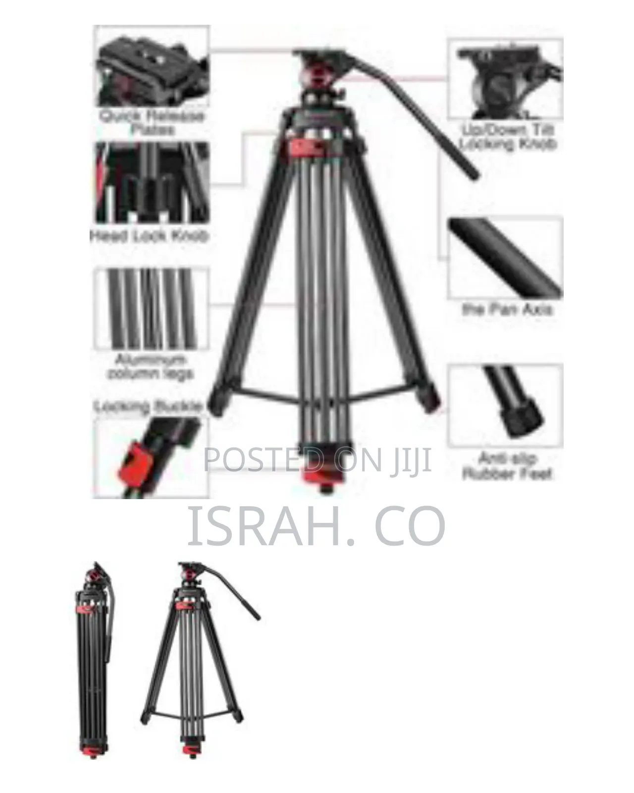 Video Tripod, Professional Heavy Duty Aluminum Tripod System -