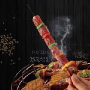 6-Piece Set of Stainless Steel Barbecue Skewers With Wooden Handles