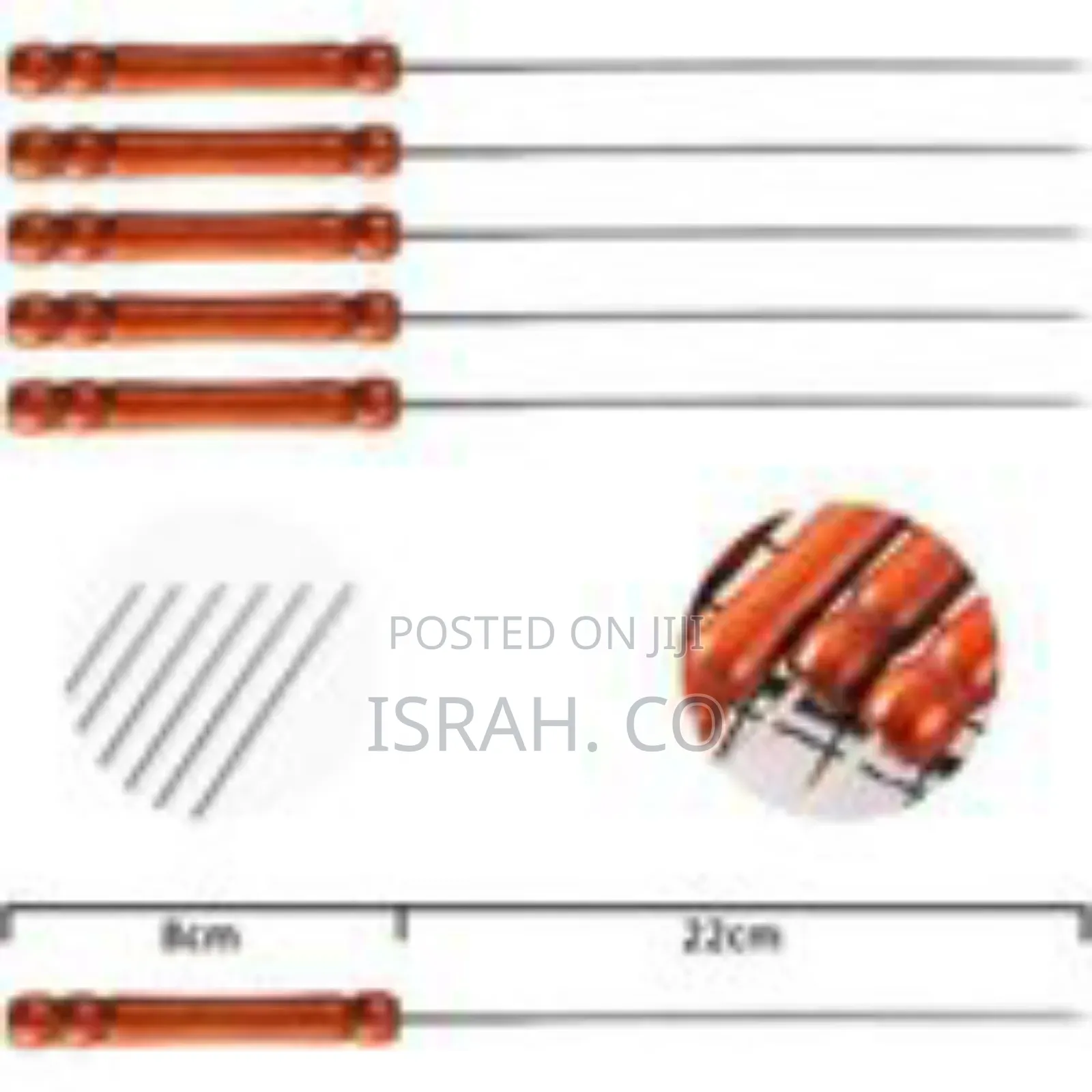 6-Piece Set of Stainless Steel Barbecue Skewers With Wooden Handles
