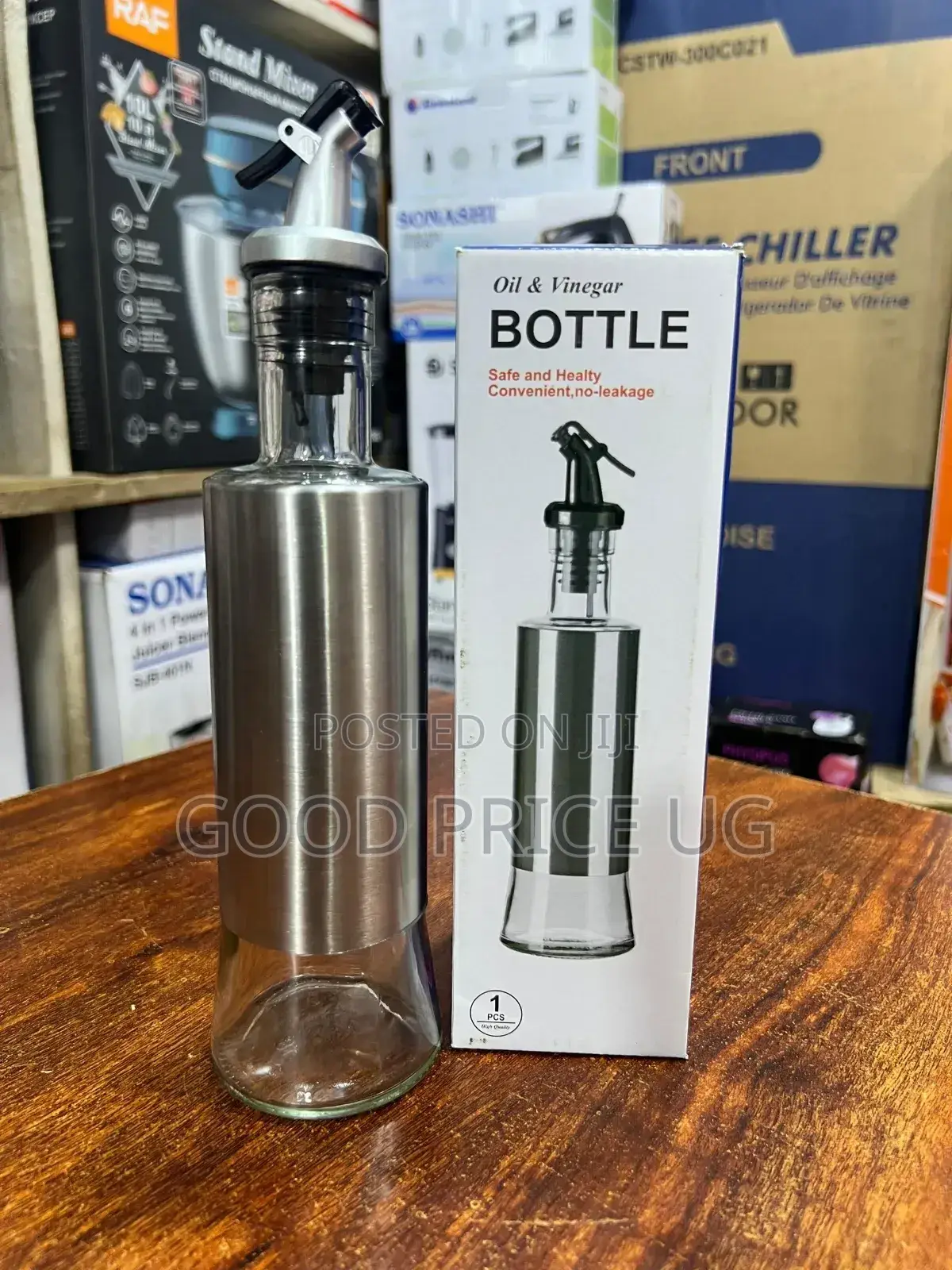 Glass and Stainless Steel Oil and Vinegar Dispenser Bottle.