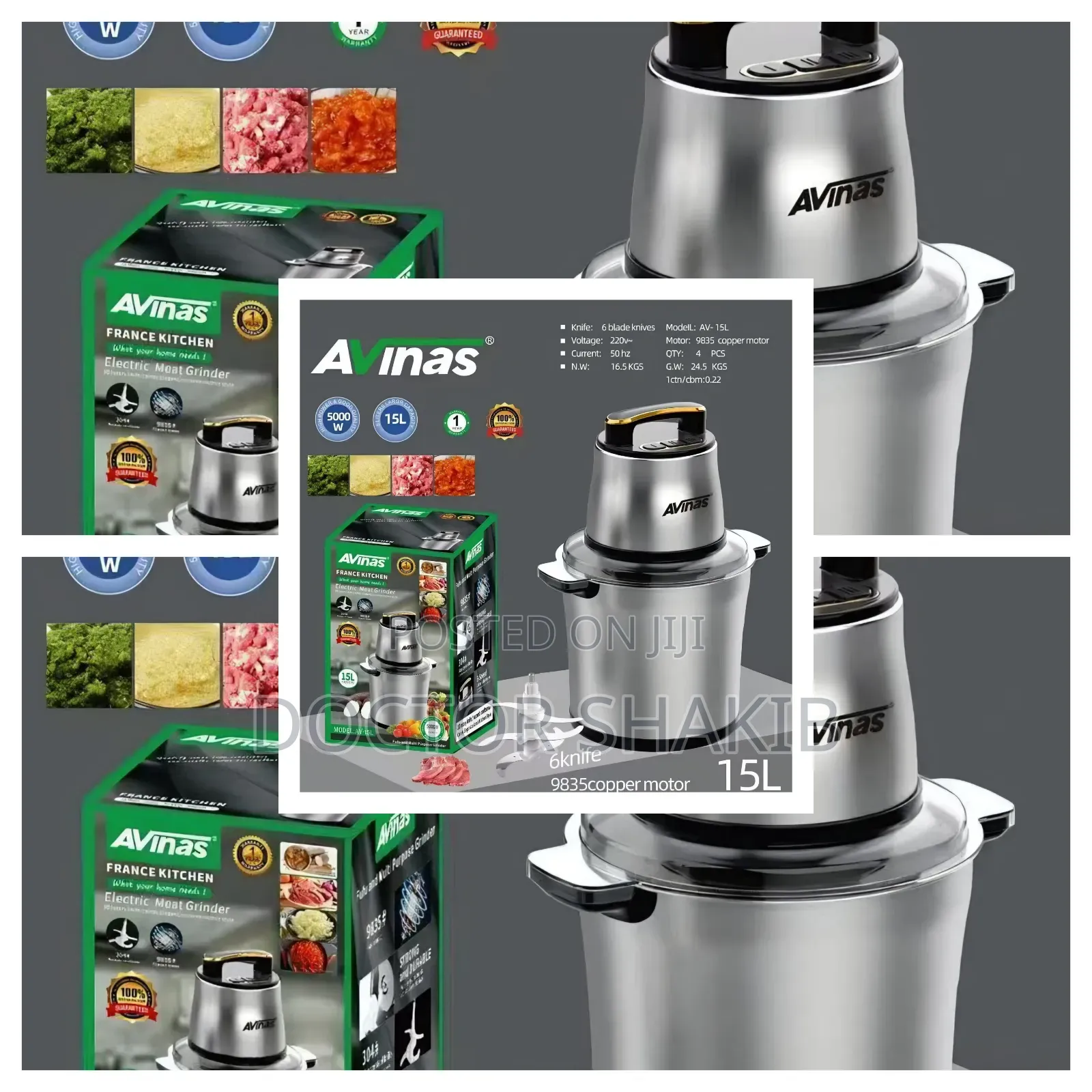 Avinas France Kitchen Electric Meat Grinder (Model: Av-15l)