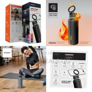 Porodo Lifestyle Magnetic Mount Water Bottle, Double-Wall Insulation