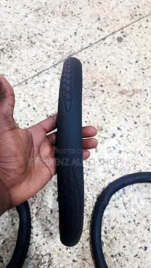 Black Leather and Cloth Steering Wheel Covers