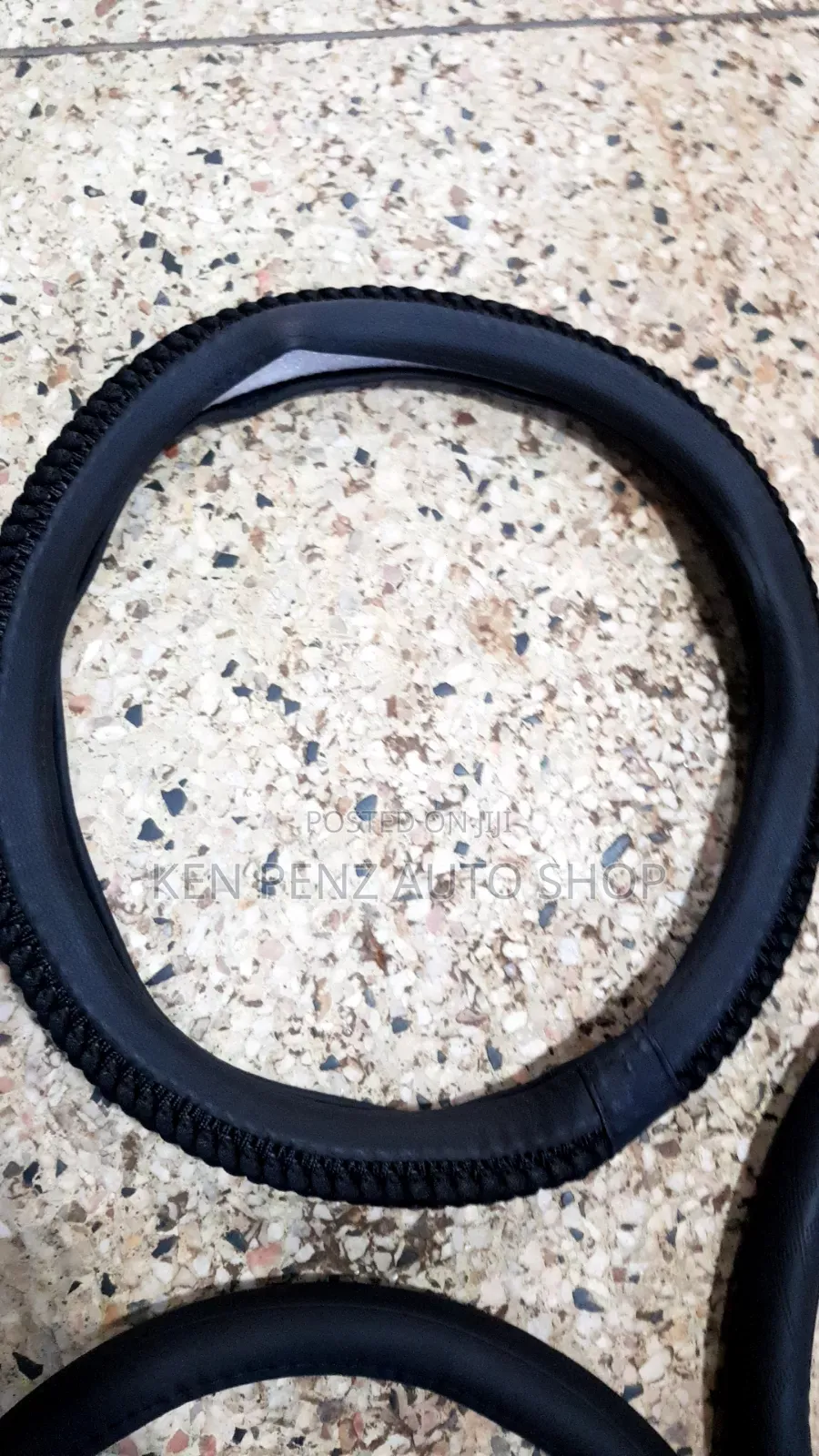Black Leather and Cloth Steering Wheel Covers