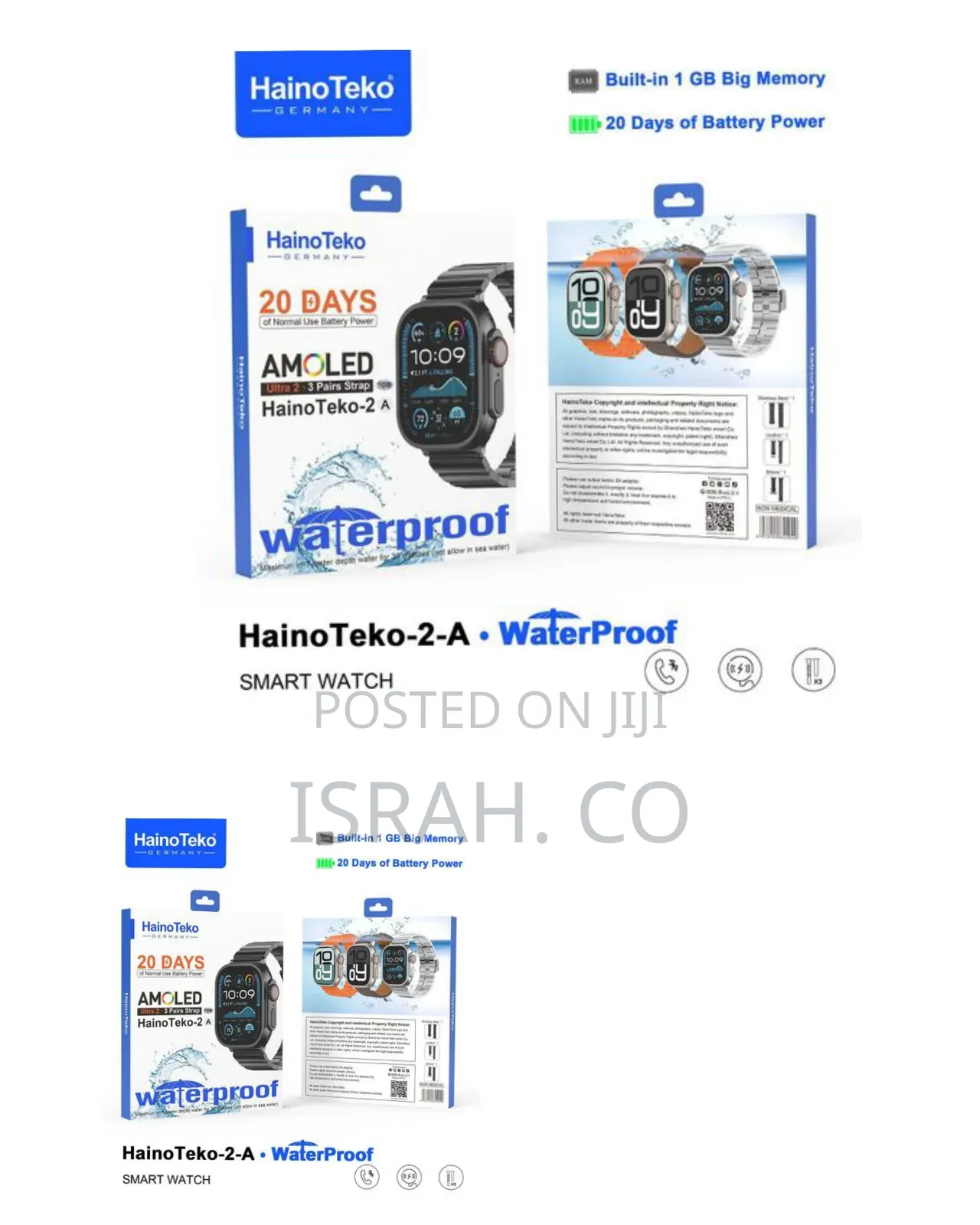 Hainoteko-2-a Waterproof Smart Watch - Amoled Display 20-day Battery