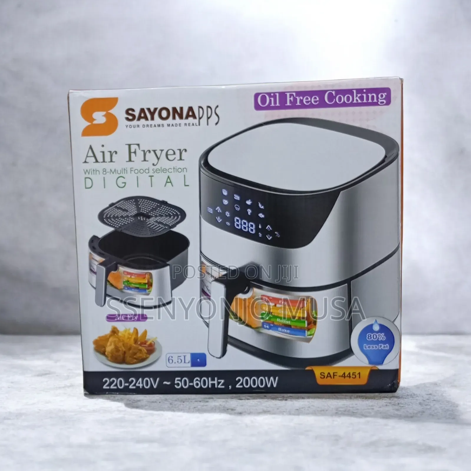 Sayona 6.5l Digital Air Fryer – 2000w Touch Screen, Stainless Steel