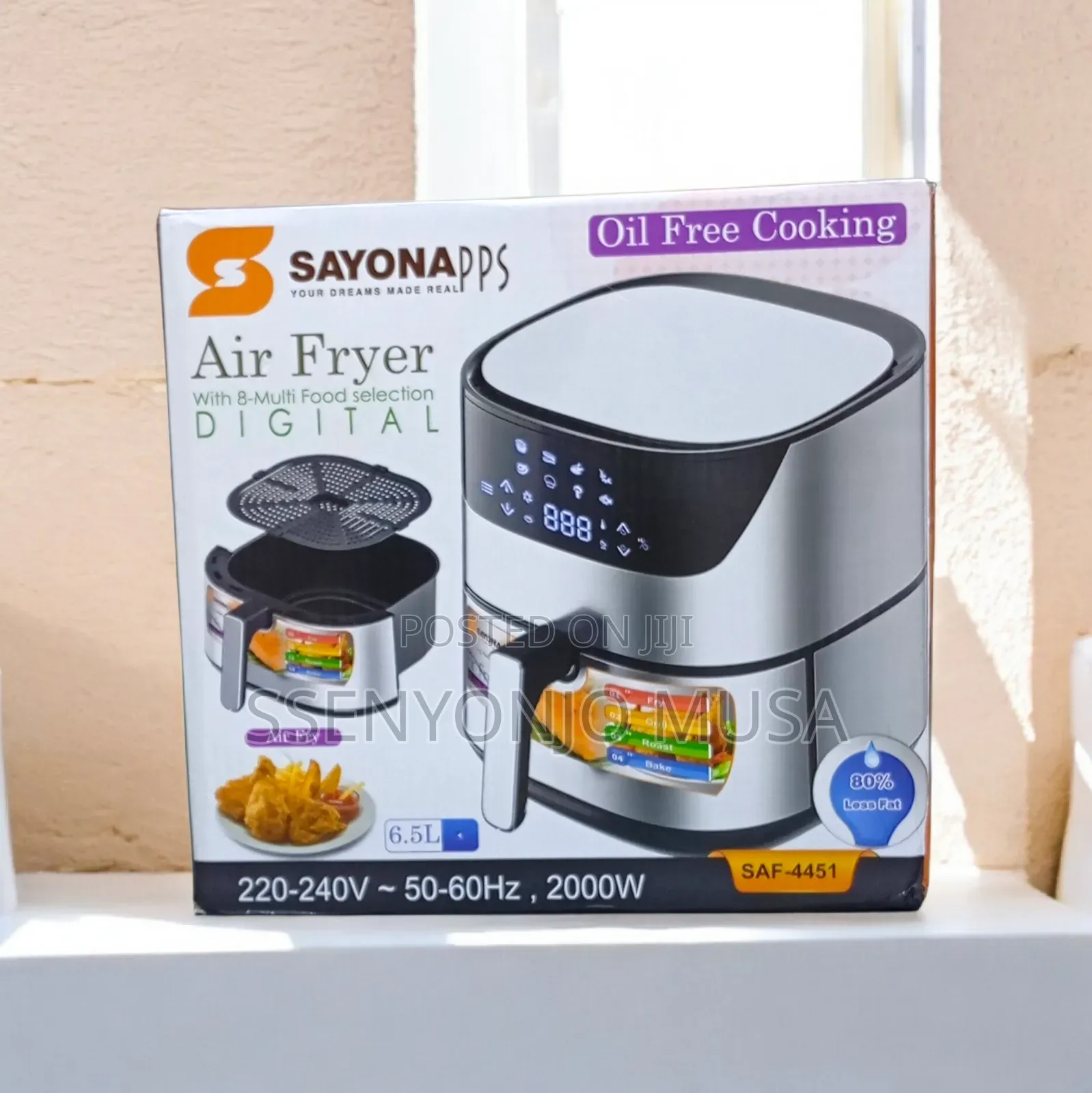 Sayona 6.5l Digital Air Fryer – 2000w Touch Screen, Stainless Steel