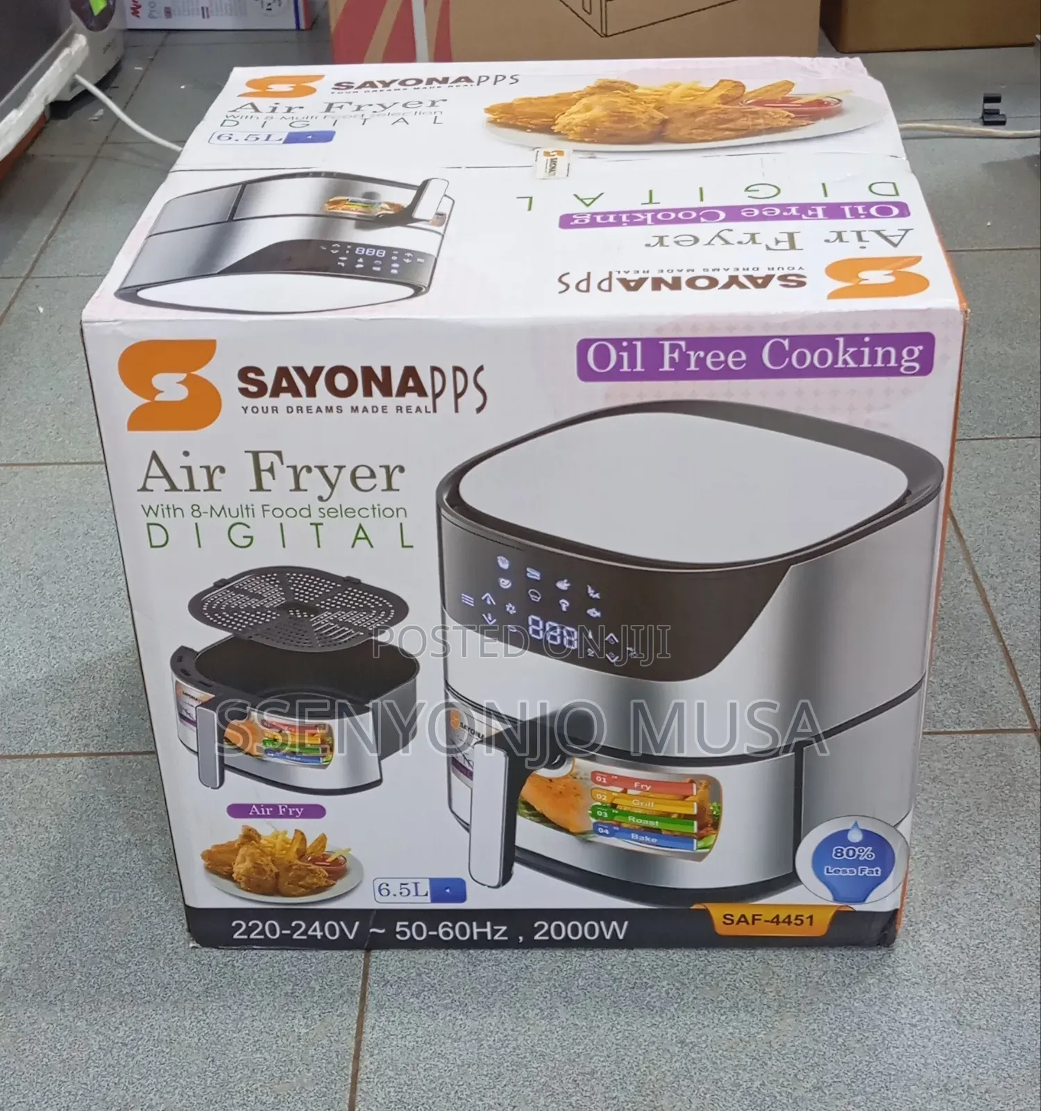 Sayona 6.5l Digital Air Fryer – 2000w Touch Screen, Stainless Steel
