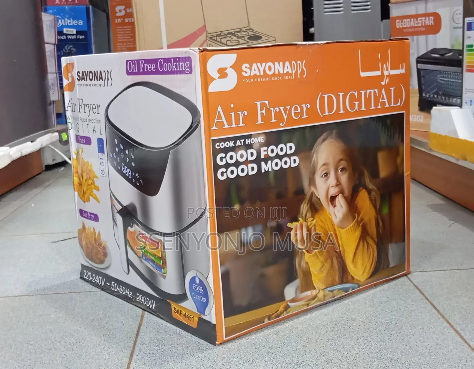 Sayona 6.5l Digital Air Fryer – 2000w Touch Screen, Stainless Steel