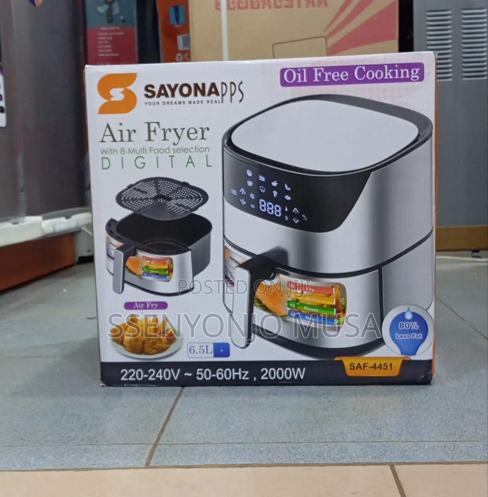 Sayona 6.5l Digital Air Fryer – 2000w Touch Screen, Stainless Steel