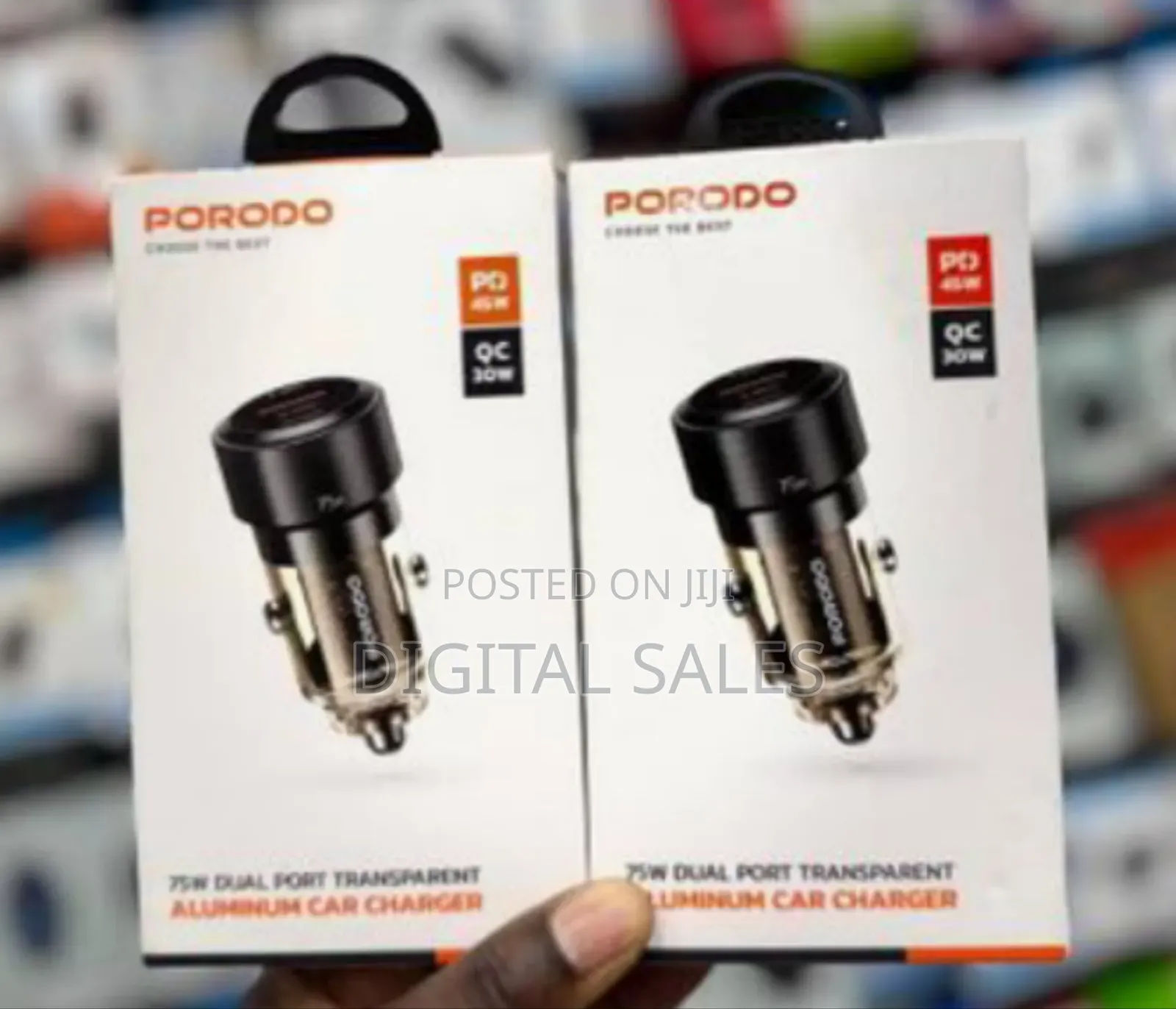 Porodo 75w Dual Port Transparent Aluminum Car Charger