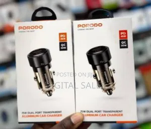 Porodo 75w Dual Port Transparent Aluminum Car Charger