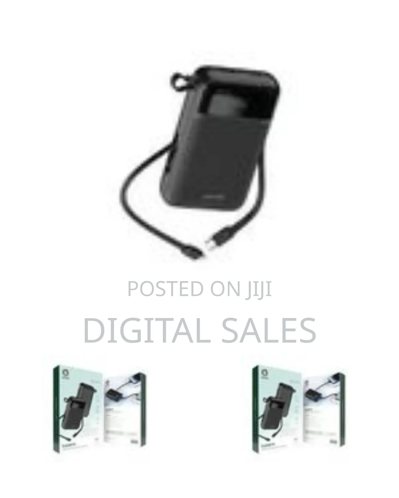 Green Lion Compact Power Bank With Built-in Cables Digital Display