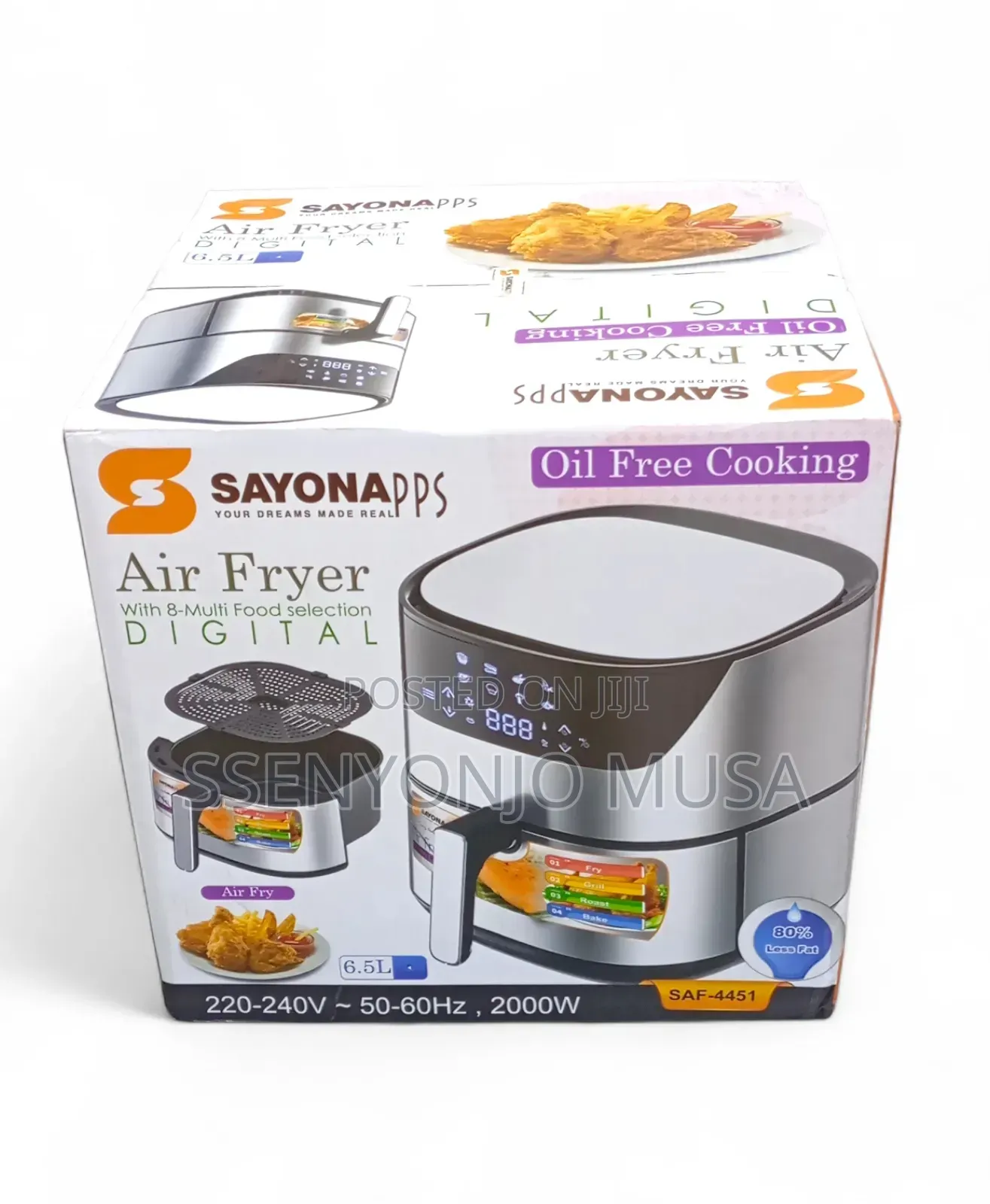 Sayona 6.5l Digital Air Fryer – 2000w Touch Screen, Stainless Steel