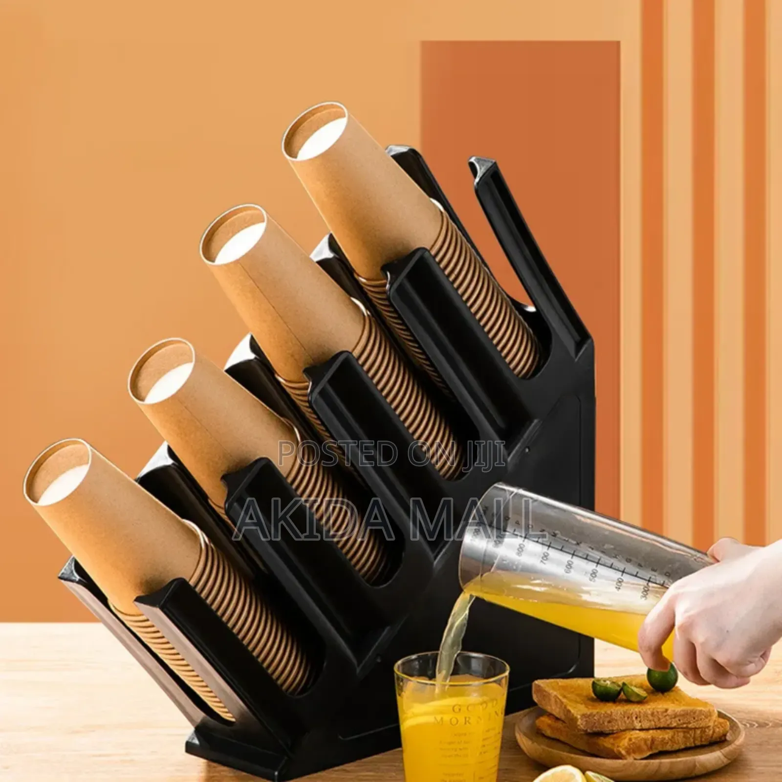 Black Plastic Countertop Paper Cup Holder Dispenser Organizer