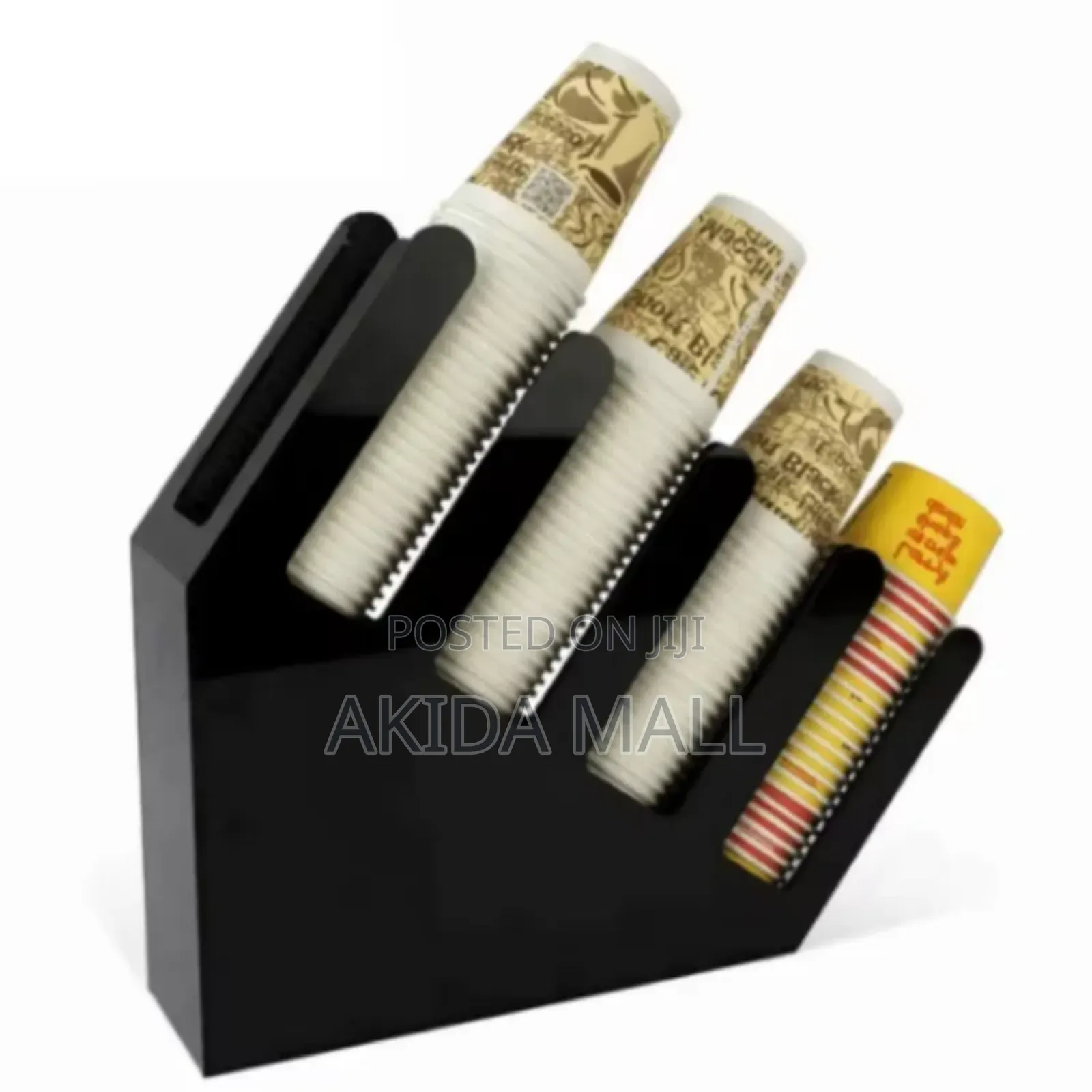 Black Plastic Countertop Paper Cup Holder Dispenser Organizer