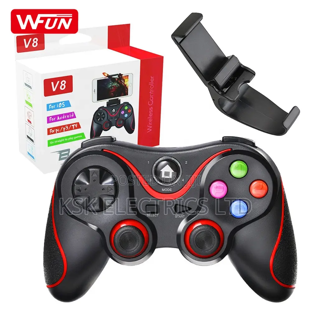 V8 Wireless Game Controller Joystick Gamepad With Phone Holder