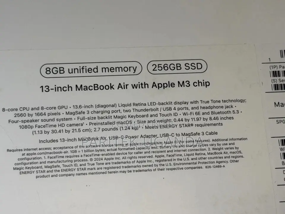 New Laptop Apple MacBook Air 8GB Apple M1 SSD 256GB