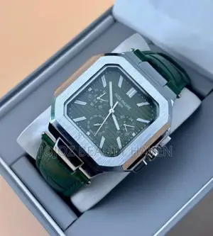 Men's Luxurious Wrist Leather Watch Green,Brown, Black