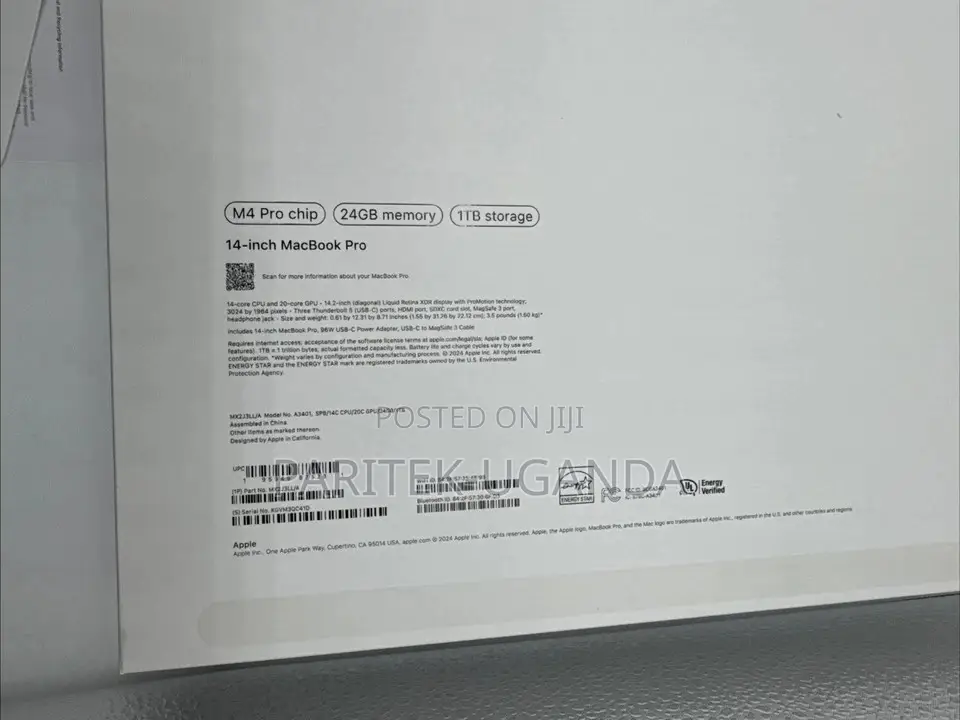 New Laptop Apple MacBook Pro 24GB Apple M4 SSD 1T