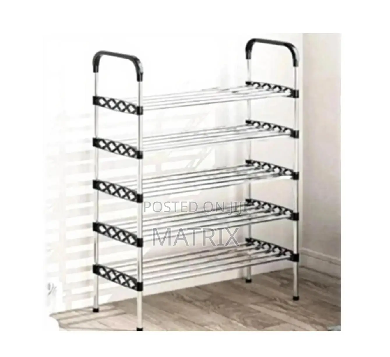Stainless Shoe Rack + Steel Pipes (5 Layers)