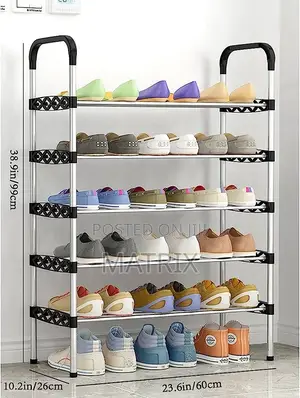 Stainless Shoe Rack + Steel Pipes (5 Layers)